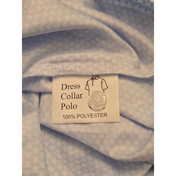 NWT Collars & Co Mens S Dress Collar Polo Shirt Light Blue Geo Pattern - Picture 6 of 7